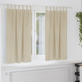 Aizkari Ar Aizkariem 2 Pcs Krēmkrāsa 140 X 175 Cm Samts Vidaxl
