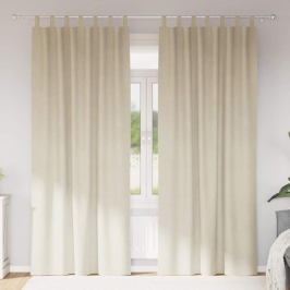 Aizkari Ar Aizkariem 2 Pcs Krēmkrāsa 140 X 225 Cm Samts Vidaxl
