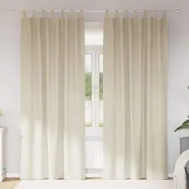 Aizkari Ar Aizkariem 2 Pcs Krēmkrāsa 140 X 245 Cm Samts Vidaxl
