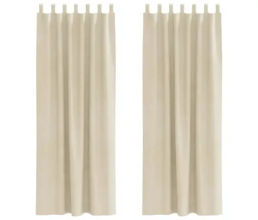 Užuolaidos 2 Pcs Kreminė 140 X 260 Cm Aksomas