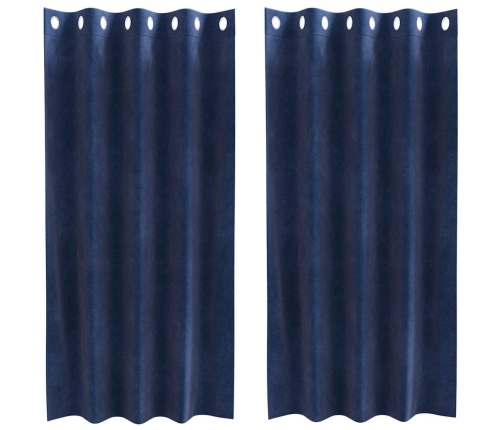 Užuolaidos 2 Pcs Tamsi Mėlyna 140 X 175 Cm Aksomas