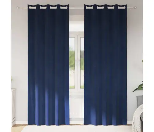 Užtemdymo Užuolaidos 2 Pcs Tamsiai Mėlyna 140 X 225 Cm Aksomas