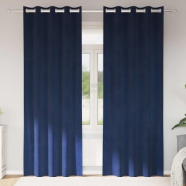 Aizkari Ar Aizkariem 2 Pcs Tumši Zila 140 X 245 Cm Samts Vidaxl