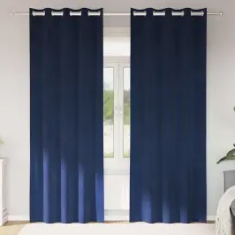 Aizkari Ar Aizkariem 2 Pcs Tumši Zila 140 X 260 Cm Samts Vidaxl