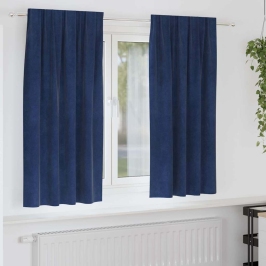 Aizkari Ar Aizkariem 2 Pcs Tumši Zils 140 X 175 Cm Samts Vidaxl