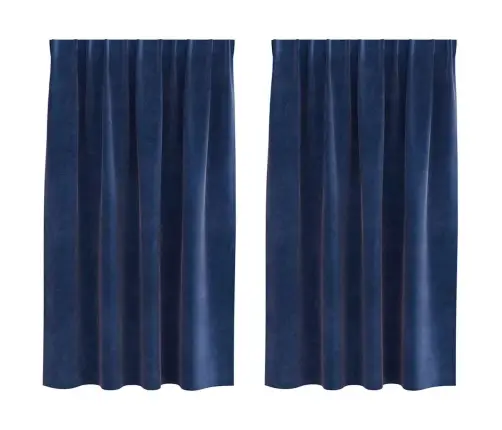 Melnu Aizkaru Komplekts Ar Augšējo Lentes Stiprinājumu 2 Gabali Tumši Zils Samts Vidaxl