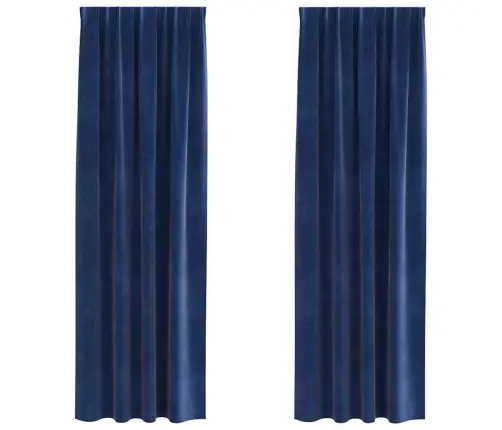 Aptumšojošie Aizkari Ar Augšējo Lentu 2 Gabali Tumši Zils Samts Vidaxl