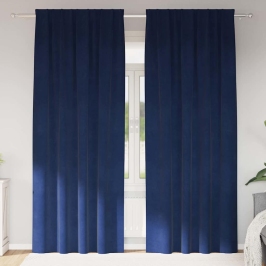 Užuolaidos 2 Pcs Tamsi Mėlyna 140 X 260 Cm Aksomas