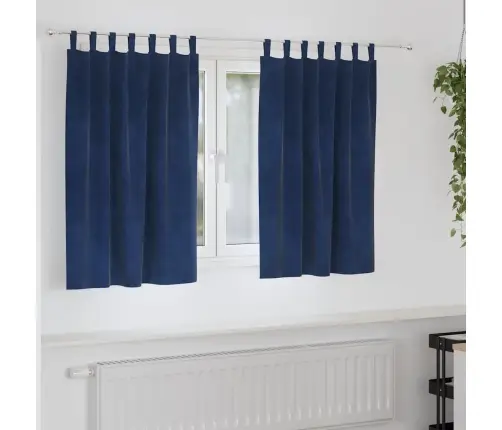 Aptumšojošie Aizkari 2 Pcs Tumši Zils 140 X 140 Cm Samts Vidaxl