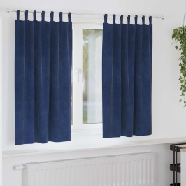 Aizkari Ar Aizkariem 2 Pcs Tumši Zils 140 X 175 Cm Samts Vidaxl