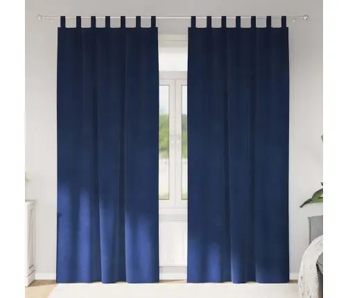 Užtemdymo Užuolaidos 2 Pcs Tamsiai Mėlyna 140 X 245 Cm Aksomas