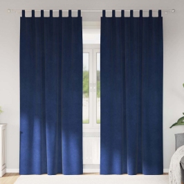 Aizkari Ar Aizkariem 2 Pcs Tumši Zila 140 X 260 Cm Samts Vidaxl