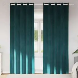 Aizkari Ar Aizkariem 2 Pcs Tumši Zaļa 140 X 245 Cm Samts Vidaxl