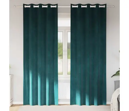 Pimendavad Kardinad 2 Pcs Tume Rohelise 140 X 245 Cm Samet