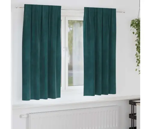 Aizkari Ar Augšējo Lentu 2 Gabali Tumši Zaļš Samts Vidaxl