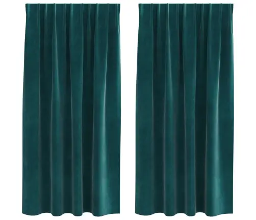 Aizkari Ar Augšējo Lentu 2 Gabali Tumši Zaļš Samts Vidaxl