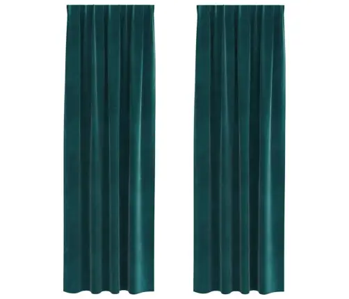 Užuolaidos 2 Pcs Tamsiai Žalia 140 X 245 Cm Aksomas