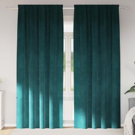 Aizkari Ar Aizkariem 2 Pcs Tumši Zaļa 140 X 260 Cm Samts Vidaxl
