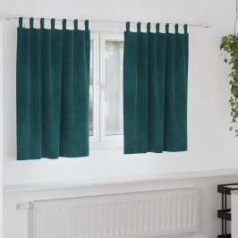Aizkari Ar Aizkariem 2 Pcs Tumši Zaļš 140 X 140 Cm Samts Vidaxl