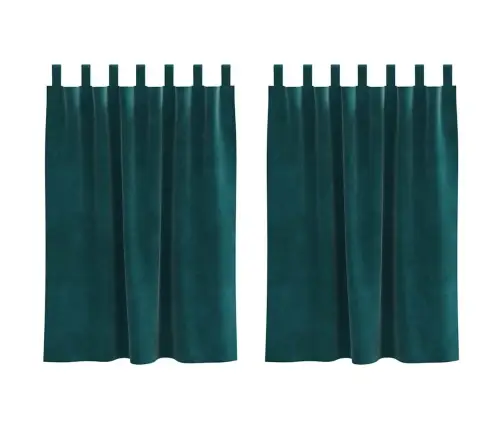 Užuolaidos 2 Pcs Tamsiai Žalia 140 X 140 Cm Aksomas