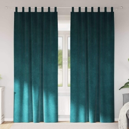 Aizkari Ar Aizkariem 2 Pcs Tumši Zaļa 140 X 245 Cm Samts Vidaxl