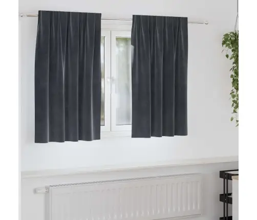 Melnie Aizkari Ar Augšējo Lenti 2 Gabali Tumši Pelēka Samta Vidaxl