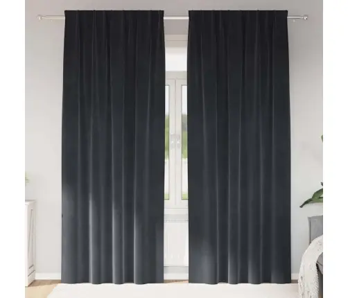 Užuolaidos 2 Pcs Tamsiai Pilka 140 X 245 Cm Aksomas