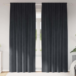 Aizkari Ar Aizkariem 2 Pcs Tumši Pelēka 140 X 260 Cm Samts Vidaxl