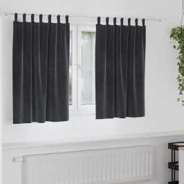 Aizkari Ar Aizkariem 2 Pcs Tumši Pelēks 140 X 140 Cm Samts Vidaxl