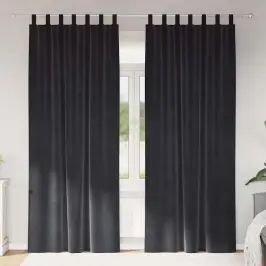 Aizkari Ar Aizkariem 2 Pcs Tumši Pelēka 140 X 225 Cm Samts Vidaxl