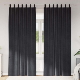 Aizkari Ar Aizkariem 2 Pcs Tumši Pelēka 140 X 260 Cm Samts Vidaxl