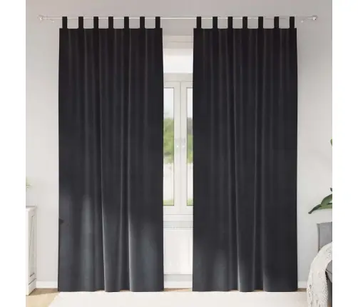Tumšošanas Aizkari Ar Karājošām Cilpām 2 Gabali Tumši Pelēks Samts Vidaxl