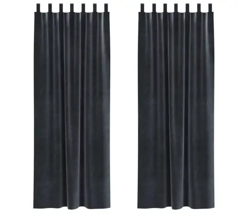 Tumšošanas Aizkari Ar Karājošām Cilpām 2 Gabali Tumši Pelēks Samts Vidaxl