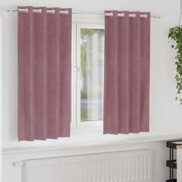 Aizkari Ar Aizkariem 2 Pcs Tumši Rozā 140 X 175 Cm Samts Vidaxl