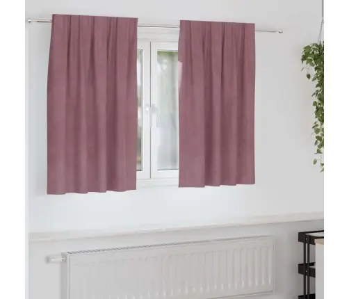 Aptumšojošie Aizkari 2 Pcs Tumšs Rozā 140 X 140 Cm Samts Vidaxl