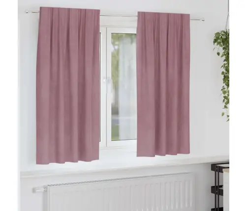 Aptumšojošie Aizkari 2 Pcs Tumšs Rozā 140 X 175 Cm Samts Vidaxl