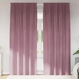 Aizkari Ar Aizkariem 2 Pcs Tumšs Rozā 140 X 245 Cm Samts Vidaxl