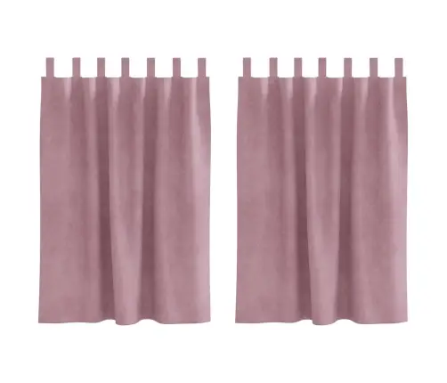 Melnbalti Aizkari Ar Karājošām Cilpām 2 Gab. Tumši Rozā Samts Vidaxl