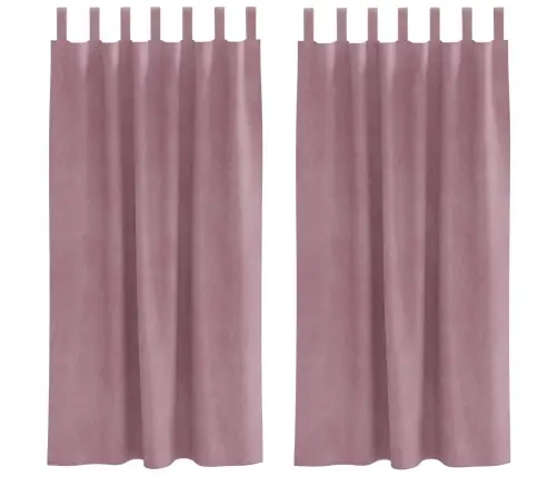 Tumšie Aizkari Ar Karājošām Cilpām 2 Gabali Tumši Rozā Samts Vidaxl