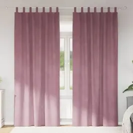 Aizkari Ar Aizkariem 2 Pcs Tumšs Rozā 140 X 245 Cm Samts Vidaxl