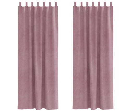 Užuolaidos 2 Pcs Tamsiai Rožinė 140 X 245 Cm Aksomas