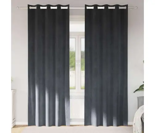 Melnie Aizkari Ar Acīm 2 Gabali Gaiši Pelēks Samts Vidaxl