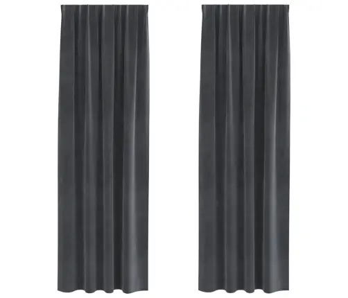 Necaurspīdīgi Aizkari Ar Augšējo Lentu 2 Gabali Gaiši Pelēks Samts Vidaxl