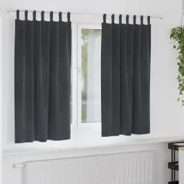 Aizkari Ar Aizkariem 2 Pcs Gaiši Pelēka 140 X 175 Cm Samts Vidaxl