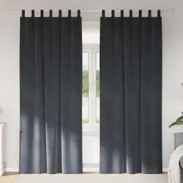 Aizkari Ar Aizkariem 2 Pcs Gaiši Pelēka 140 X 225 Cm Samts Vidaxl
