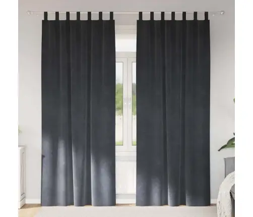 Melnaizturas Aizkari Ar Karāšanas Cilpām 2 Gabali Gaiši Pelēks Samts Vidaxl