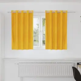 Aizkari Ar Aizkariem 2 Pcs Sinepju Dzeltena 140 X 140 Cm Samts Vidaxl