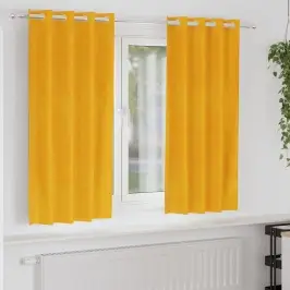 Užuolaidos 2 Pcs Garučių Geltona 140 X 175 Cm Aksomas