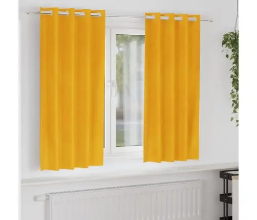 Pimendavad Kardinad 2 Pcs Kollane Sinep 140 X 175 Cm Samet