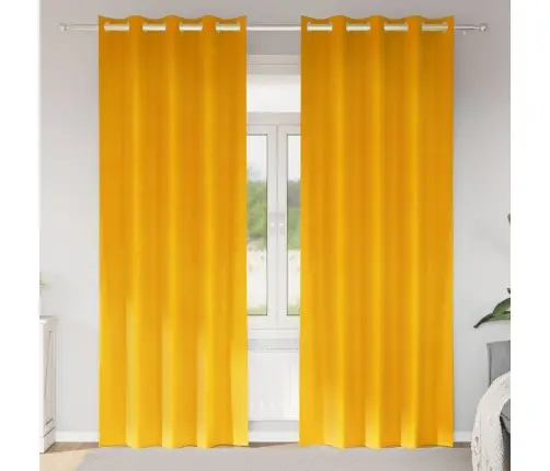 Melno Aizkaru Komplekts Ar Acs 2 Gabali Sinepju Dzeltenā Samta Vidaxl